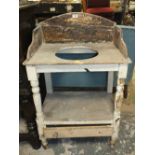 A SHABBY CHIC STYLE PAINTED AND DISTRESSED WASHSTAND H-90 W-60 CM A/F