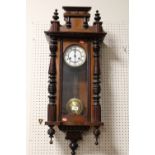 A VINTAGE MAHOGANY VIENNA WALL CLOCK