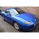 A BLUE 2002 MG TF SPORTS CAR 1.8 LITRE PETROL - MILEAGE 59,483 CX5 2KCK TWO SETS OF KEYS, LOG BOOK