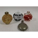 FOUR CHINESE SNUFF / SCENT BOTTLES