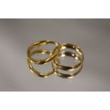 A HALLMARKED 9CT GOLD WEDDING BAND TOGETHER WITH ANOTHER A/F