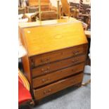 AN EDWARDIAN MAHOGANY INLAID SMALL BUREAU H-94 W-76 CM