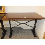 A WOODEN TOPPED CAST BASE PUB TABLE H-72 W-61 L-107 CM