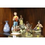 A COLLECTION OF CERAMIC FIGURES TO INCLUDE CAPO DI MONTE, WEDGWOOD JASPERWARE ETC
