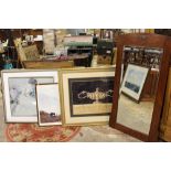 A COLLECTION OF PRINTS TO INCLUDE A LARGE GILT FRAMED PRINT OF A TWIN HANDLED URN, TOGETHER WITH A