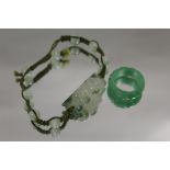 A JADE STYLE RING AND BRACELET