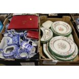 A TRAY OF SPODE ITALIAN DESIGN TEA AND DINNER WARE TOGETHER WITH TRAY OF SPODE CHINESE ROSE