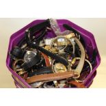 A TUB OF ASSORTED WRIST WATCHES