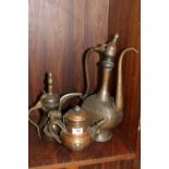 THREE EASTERN STYLE COPPER KETTLES