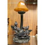 A MODERN RESIN FAIRY AND TOADSTOOL LAMP