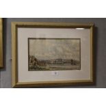 A FRAMED AND GLAZED WATERCOLOUR DEPICTING A RIVER LANDSCAPE BY HAYDOCK GIBSON (SEE VERSO)