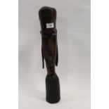 A HARDWOOD TYPE CARVING OF A TRIBAL FIGURE, H 49 cm