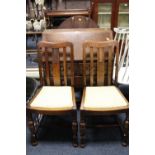 AN OAK 20 TH CENTURY BUREAU AND TWO OAK CHAIRS (3)