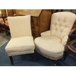 TWO UPHOLSTERED BEDROOM CHAIRS