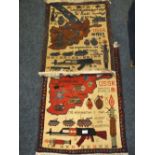 A SMALL 20 TH CENTURY AFGHAN RUG AND ONE SIMILAR (2)