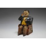 A 19TH CENTURY NORTH AMERICAN NOVELTY TAMMANY BANK MECHANICAL MONEY BOX, modelled as a William