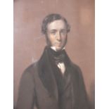 (XIX). A portrait study of a gentleman in black coat, a waistcoat and cravat, unsigned, pastel on