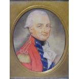 (XIX). British school oval portrait miniature on ivory of Charles Cornwallis, 1st Marquess of the
