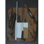 ISLWYN WATKINS (XX). Welsh school, abstract collage of various woods and implements, signed verso,