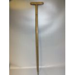 A 19TH CENTURY ANGLO INDIAN WALKING STICK, in the style of Fakir's crutch, profusely inlaid with