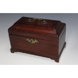 A FOUR DIVISION MAHOGANY TEA CADDY, W 23.5 cm