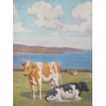 RALPH TODD (1891-1966). Coastal landscape with cattle, unsigned, oil on board, framed, 45 x 34 cmNB: