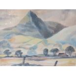 MERYL WATTS (b.1910). Wooded landscape at Cricht, North Wales, signed lower left, watercolour,