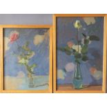 CIRCLE OF JOHN NASH (1893-1977). Two impressionist still life studies of vases of flowers, one