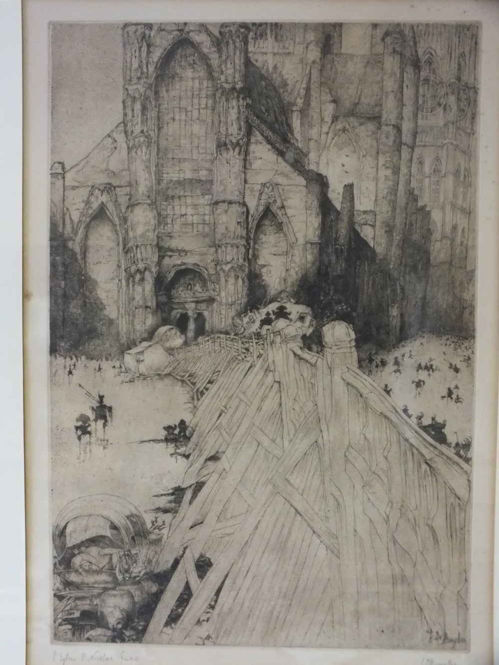 JULES DE BRUCKYER (1870-1945). 'The Church of St. Nichols Gand', inscribed, signed in pencil lower