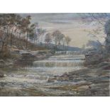 BANNISTER (XXI). 'Lower Aysgarth Falls', signed lower right, oil on board, unframed, 45.5 x 61 cm