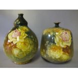 A ROYAL BONN BALUSTER VASE, decorated with Summer flowers, printed mark to the base, H 14 cm,