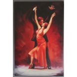(XXI). Study of two figures dancing a tango, indistinctly signed lower left, oil on canvas,