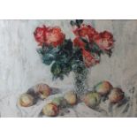 CHINESE SCHOOL (XXI). Still life study of flowers and fruit, bearing characters lower right,