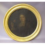 (XVIII-XIX). Circular portrait study of a cleric, unsigned, oil on canvas laid on board, framed,