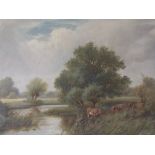 ROBERT ROBIN FENSON (1889-1914). Wooded river landscape with cattle watering, signed and dated