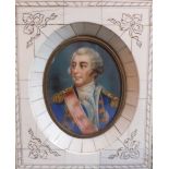 REYNOLDS (XX). Oval portrait plaque miniature on ivorine, Georgian officer in military dress, in