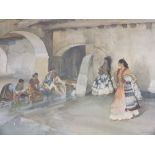 SIR WILLIAM RUSSELL FLINT (1880-1969). 'Unwelcome Observers' see label verso, signed in pencil lower