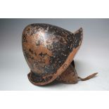 A 17TH CENTURY STYLE PIKEMANS POT HELMET, with side flaps, interior size 25 x 19 cm, H 19 cm