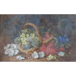 AMENDED 04/03/20 ** VINCENT CLARE (1855-1930). Still life study of flowers and a wicker basket on a