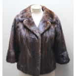 A VINTAGE MAHOGANY BROWN MINK FUR JACKET, fully lined, internal pocket, two front pocketsCondition