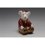 A ROYAL CROWN DERBY SCOTTISH TEDDY 'FRASER' PAPERWEIGHT, H 8.5 cm