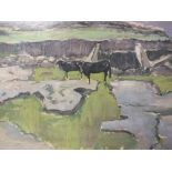 MAKUIRE. Impressionist coastal landscape with cattle, signed and dated 1975 lower right, oil on