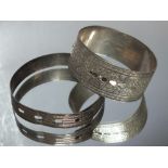 A VINTAGE STERLING SILVER BUCKLE BANGLE, with impressed makers marks for H G & S and sterling