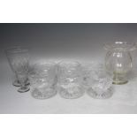 A COLLECTION OF ANTIQUE GLASSWARE ETC, comprising a fluted glass pedestal bowl, a set of six good