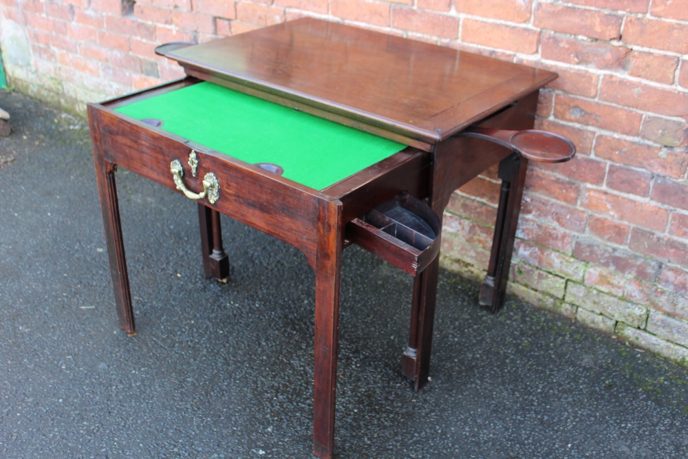 A GEORGIAN MAHOGANY CHIPPENDALE PERIOD ARCHITECTS TABLE, the hinged top with adjustable ratchet - Image 6 of 12