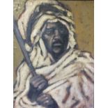 (XX). Continental school, impressionist study of Arab tribesman with rifle, see verso,