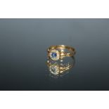 A VINTAGE SAPPHIRE AND DIAMOND RING, hallmarks indistinct, ring size P 1/2