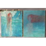 F.R. (XX). A pair of modernist studies of female nudes standing in water, both signed with