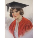 GREGOR McGREGOR (XX). Scottish school, portrait study of a young student on graduation day, signed