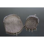 TWO SMALL WHITE METAL COIN PURSES, widest W 6.25 cm